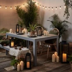 Guirlande Guinguette Vintage à Piles Avec 20 Ampoules Blanc Chaud 9 Guirlande Guinguette Vintage à Piles Avec 20 Ampoules Blanc Chaud -Éclairage Domestique LL23004 guirlande guinguette vintage suspendue en hauteur en deco de jardin