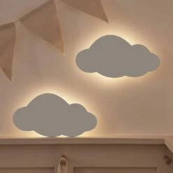 2 Appliques Murales Rechargeables Silhouette Nuage Avec Télécommande