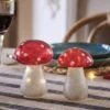 Lot De 2 Champignons De Noël Lumineux En Verre Moucheté