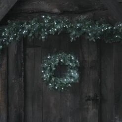 Couronne De Noël Pré-éclairée De 50 Cm à LED Bicolores -Éclairage Domestique LL24044 couronne de noel pre eclairee de 50 cm a led bicolores 1