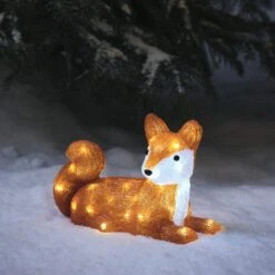 Renard Lumineux à Piles, Figurine De Noël D'Extérieur En Acrylique
