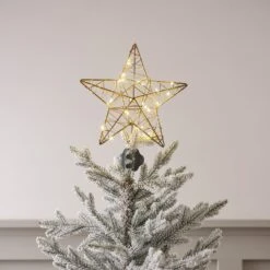 Cimier Étoile Dorée Lumineux Pour Sapin De Noël