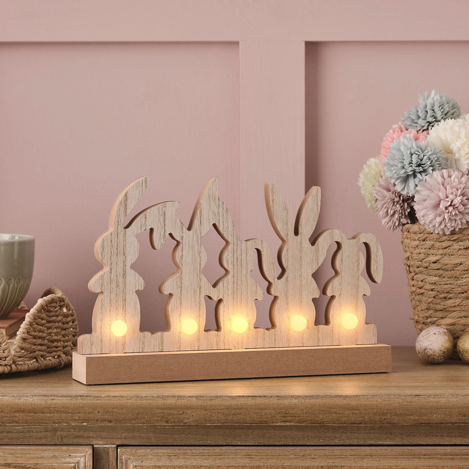 Décoration Lumineuse En Bois Lapins De Pâques 2 Décoration Lumineuse En Bois Lapins De Pâques – Image 2