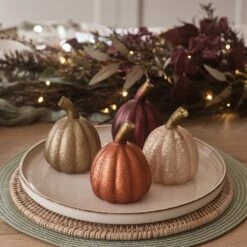 Lot De 8 Citrouilles Lumineuses En Verre à La Patine Blanche -Éclairage Domestique LL25007 lot de 4 citrouilles lumineuses en verre a la patine blanche 4