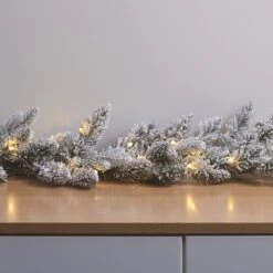 Guirlande De Noël Enneigée De 1,5 M, à LED Blanc Chaud