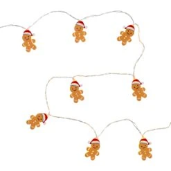 Guirlande Lumineuse 10 LED Bonhommes Pain D’Épices 8 Guirlande Lumineuse 10 LED Bonhommes Pain D’Épices -Éclairage Domestique LL25013ON image de la guirlande sur fond blanc version eclairee