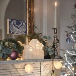 Maison Lumineuse En Céramique -Éclairage Domestique LL25014 maison lumineuse en ceramique sur une cheminee