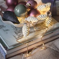 Guirlande Lumineuse 10 LED Pommes De Pin En Verre 10 Guirlande Lumineuse 10 LED Pommes De Pin En Verre -Éclairage Domestique LL25015 guirlande lumineuse pomme de pin avec une etoile lumineuse