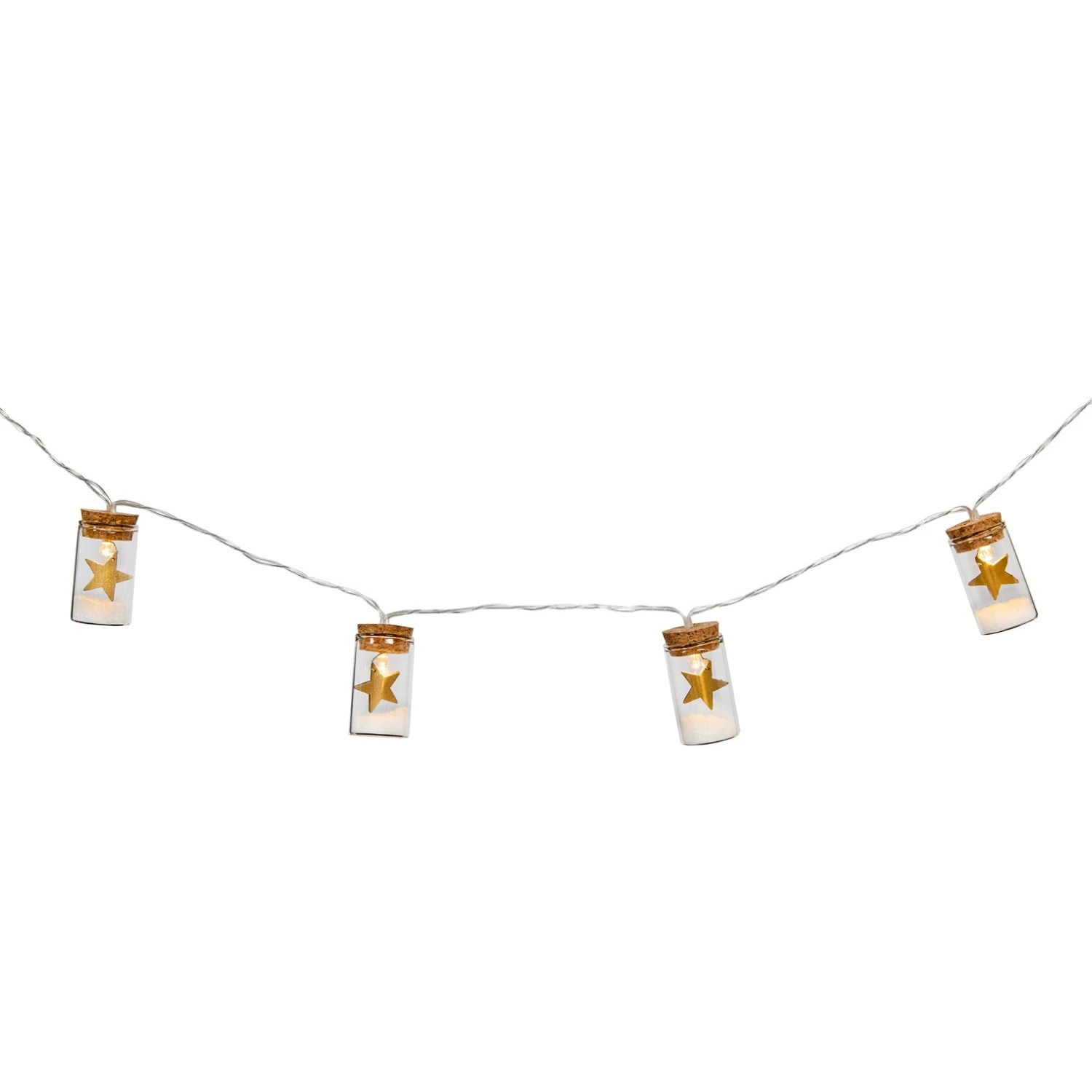 Guirlande Lumineuse à 10 LED Mini Flacons En Verre Avec Étoiles Dorées 7 Guirlande Lumineuse à 10 LED Mini Flacons En Verre Avec Étoiles Dorées – Image 7