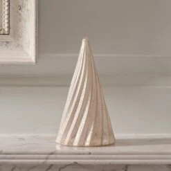 Sapin Lumineux De Table En Verre, Finition Patine Blanche -Éclairage Domestique LL25021 sapin lumineux de table en verre finition patine blanche 3