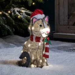 Décoration De Noël Extérieur Chat Lumineux