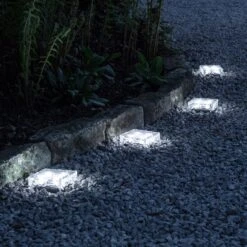 4 Grands Pavés Lumineux Solaires LED Blanches