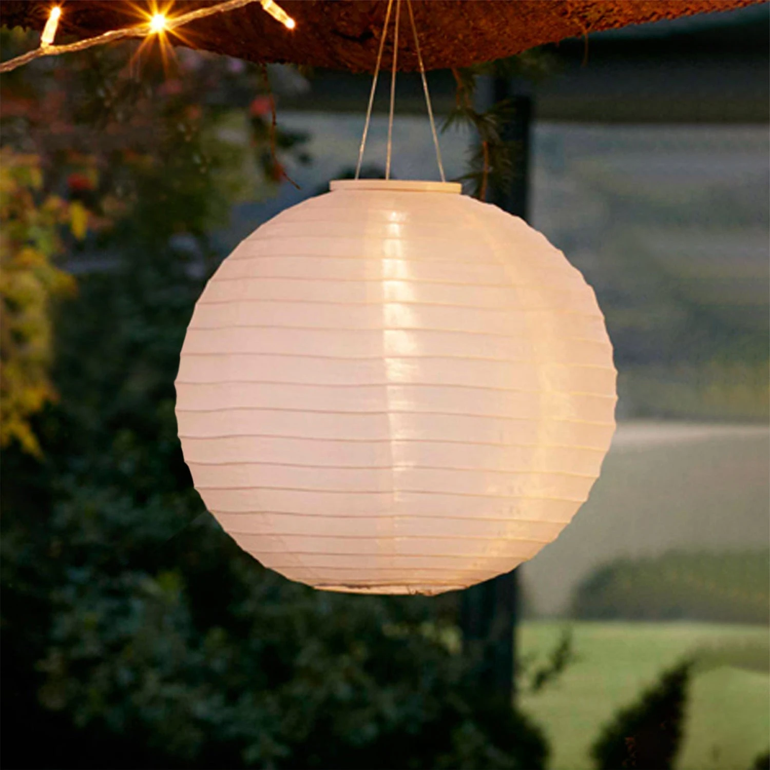 Lampion Solaire LED Miami Ecume Blanche De 20 Cm 1 Lampion Solaire LED Miami Ecume Blanche De 20 Cm