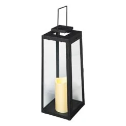 Grande Lanterne Solaire Porto 21 Grande Lanterne Solaire Porto -Éclairage Domestique SL17004 Large Yarra Outdoor Black Solar Candle Lantern White Space Close P6