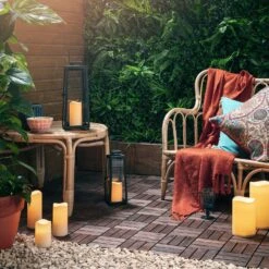 Grande Lanterne Solaire Porto 17 Grande Lanterne Solaire Porto -Éclairage Domestique SL17004 Large Yarra Outdoor Black Solar Candle Lantern iberian summer Bench P3