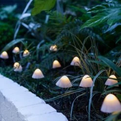 12Mini Champignons Solaires à Piquet -Éclairage Domestique SL18008 Mushroom Toadstool Stake Light Solar Garden Lights ferns LED P2