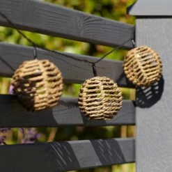 Guirlande Solaire 10 Boules En Rotin -Éclairage Domestique SL19005 10 Rattan Solar Fairy Lights Garden Fence Close P2