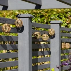 Guirlande Solaire 10 Boules En Rotin -Éclairage Domestique SL19005 10 Rattan Solar Fairy Lights Garden Fence P3