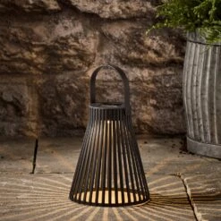 Lanterne Solaire Naples Noire à Lattes De 18 Cm