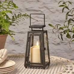 Petite Lanterne Solaire Porto Avec Bougie TruGlow® Et Télécommande