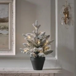 Lot De 2 Sapins Artificiels Enneigés Pré-éclairés De 45 Cm Et 60 Cm -Éclairage Domestique TR25001 sapin artificiel lumineux enneige de 45 cm decoration de noel 1