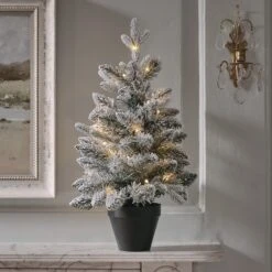 Sapin Artificiel Lumineux Enneigé De 60 Cm, Décoration De Noël