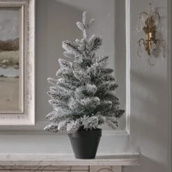 Lot De 2 Sapins Artificiels Enneigés Pré-éclairés De 45 Cm Et 60 Cm -Éclairage Domestique TR25002 sapin artificiel lumineux enneige de 60 cm decoration de noel 2
