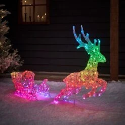 Renne Lumineux Connecté à 250 LED Twinkly Avec Traîneau 18 Renne Lumineux Connecté à 250 LED Twinkly Avec Traîneau -Éclairage Domestique TWXX2201EU renne lumineux connecte a 250 led twinkly avec traineau arc en ciel