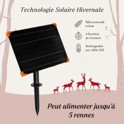 Duo De Rennes Lumineux Solaires, Biche Et Faon En Acrylique Swinsty -Éclairage Domestique TechnologieSolaireHivernale 11