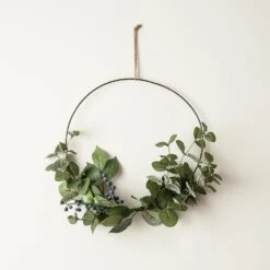 Couronne De Noël Eucalyptus Et Baies De 35cm
