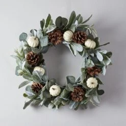 Lot Couronne Automnale Citrouilles Et Pommes De Pin De 50 Cm Et Micro LED -Éclairage Domestique WR21010 Couronne Automnale Citrouilles et Pommes de Pin de 50cm