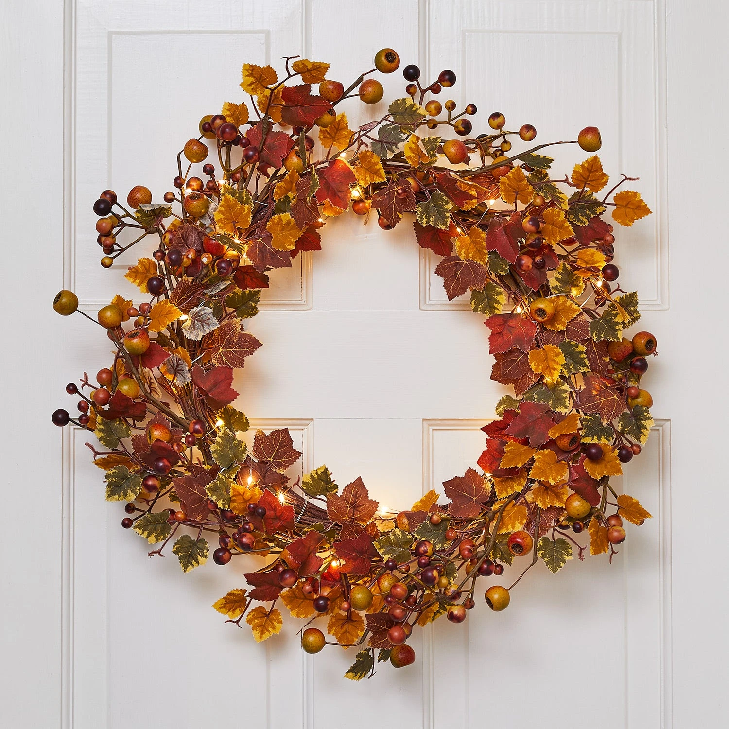 Lot Couronne Automnale De 46 Cm Et Micro LED 1 Lot Couronne Automnale De 46 Cm Et Micro LED