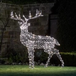 Grand Renne De Noël Harlow En Rotin 400 LED Bicolore