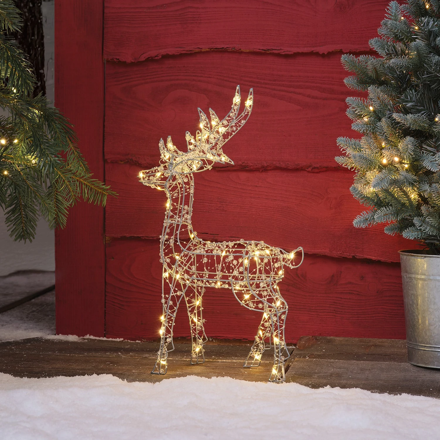 Renne Lumineux De 50 Cm à Perles Et Micro-LED 1 Renne Lumineux De 50 Cm à Perles Et Micro-LED