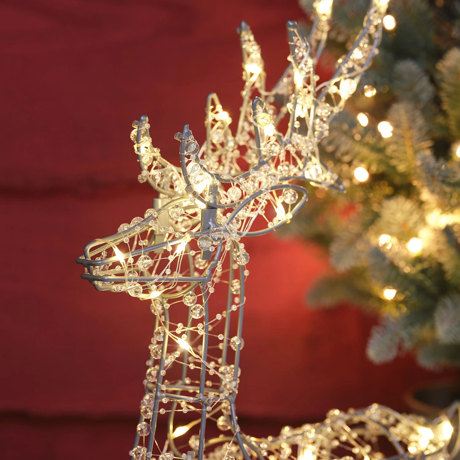 Renne Lumineux De 50 Cm à Perles Et Micro-LED 2 Renne Lumineux De 50 Cm à Perles Et Micro-LED – Image 2