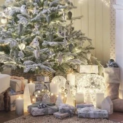 Boule Lumineuse Argentée à Suspendre De 28 Cm,à 400 LED Blanc Chaud -Éclairage Domestique boule lumineuse avec d autres deco de noel