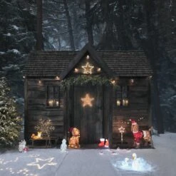 Chien Lumineux Avec Bois De Cerf à Guirlande Multicolore, Figurine De Noël De 80 Cm -Éclairage Domestique cabine exterieur decoree par le chien lumineux et autres figurines lumineuses