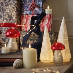 Lot De 2 Champignons De Noël Lumineux En Verre Moucheté 9 Lot De 2 Champignons De Noël Lumineux En Verre Moucheté -Éclairage Domestique champignons lumineux et sapins en ceramique