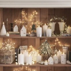 3 Bougies Piliers TruGlow® à Motifs Sapins De Noël Et Télécommande -Éclairage Domestique deco d etagere sur le theme de noel