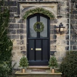 Couronne De Noël Pré-éclairée De 50 Cm En Sapin -Éclairage Domestique deco porche de noel