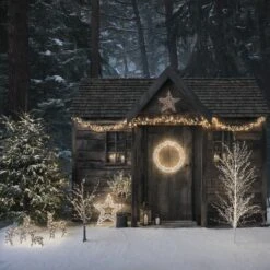 Étoile Lumineuse 3D Argentée Autoportante à 500 LED Blanc Chaud -Éclairage Domestique etoile en acrylique en deco de jardin