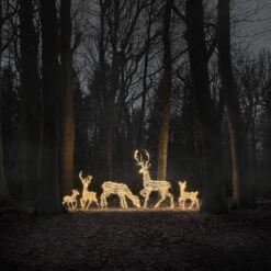 Duo Cerf Et Biche Lumineux Studley à LED Bicolore -Éclairage Domestique grande famille de renne studley en exterieur
