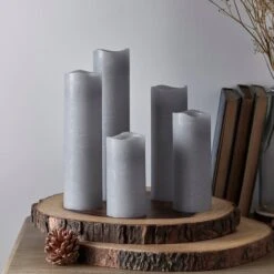 Lot De 5 Bougies Piliers Grises Avec Télécommande 6 Lot De 5 Bougies Piliers Grises Avec Télécommande -Éclairage Domestique lot de 5 bougies pilliers grises avec telecommande eteinte