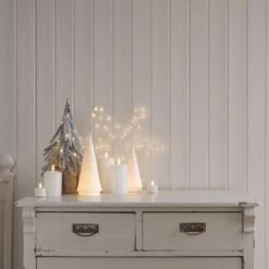 Lot De 2 Sapins Lumineux En Céramique à LED Blanc Chaud 9 Lot De 2 Sapins Lumineux En Céramique à LED Blanc Chaud -Éclairage Domestique un commode decore dune variete de sapin et bougies led